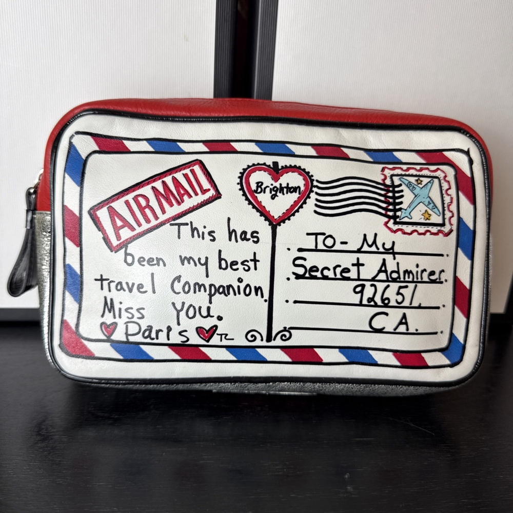 Brighton Secret Admirer Airmail Leather Cosmetic Case NWOT